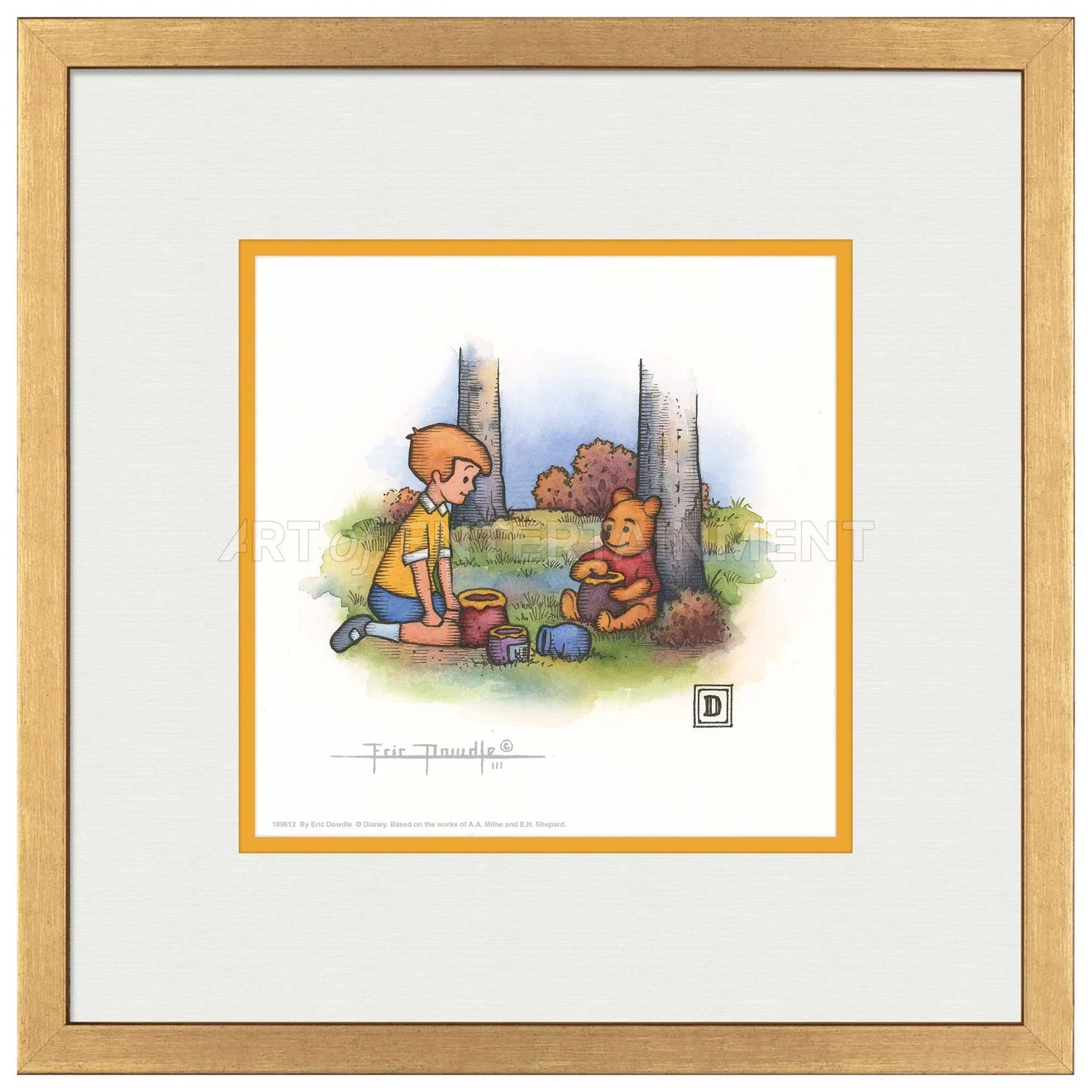 Christopher Robin and Winnie the Pooh Eating Honey