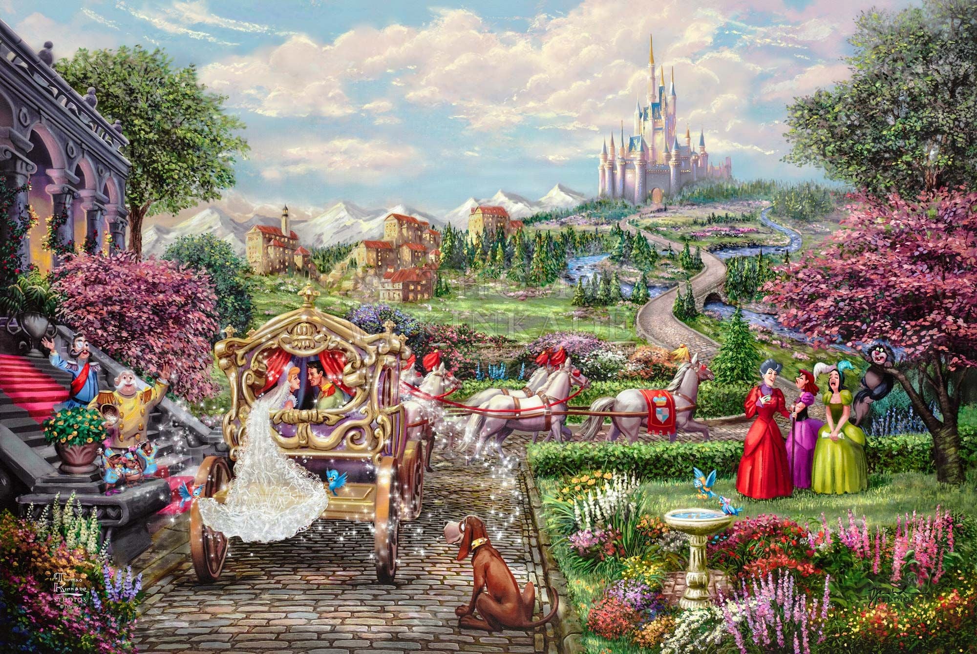 Cinderella and her friends celebrate their love in the Prince's kingdom -  Unframed