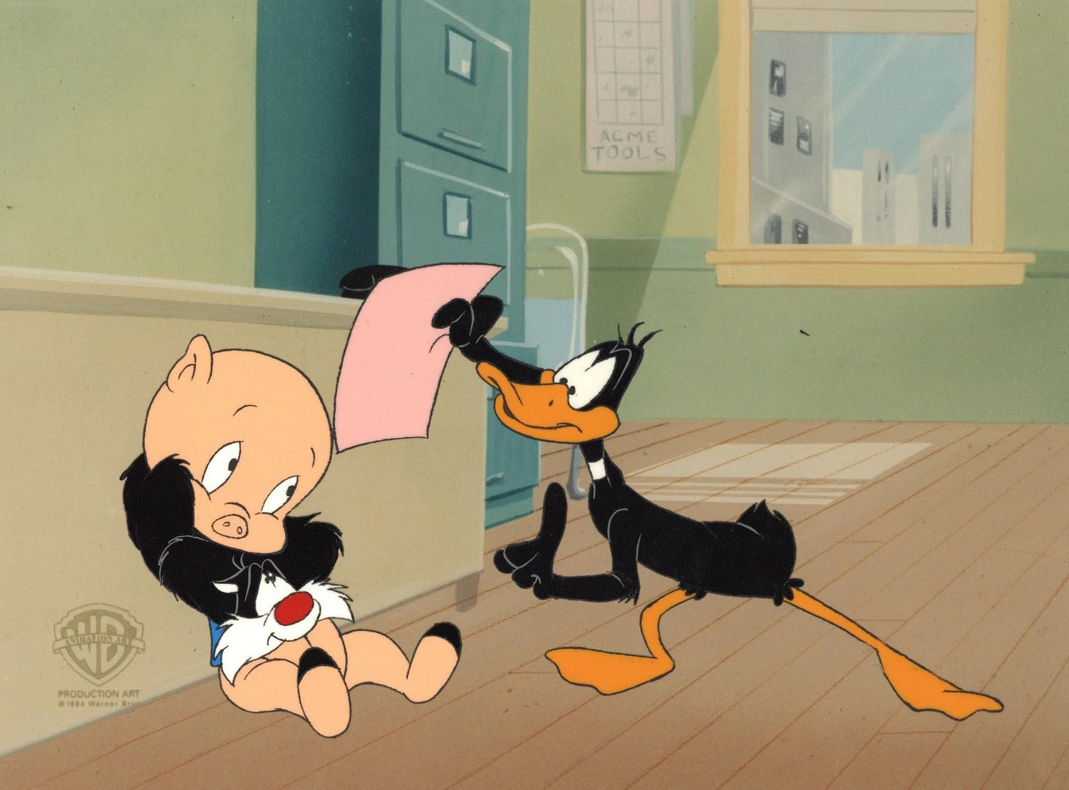 Daffy Duck, Porky Pig, and Sylvester Original Production Cel IFA9076