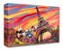 Mickey and Minnie having fun tapping their heels. The colorful Eiffel Tower shown in the background. Gallery Wrap Canvas