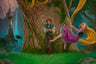  Rapunzel in swinging from a tree branch