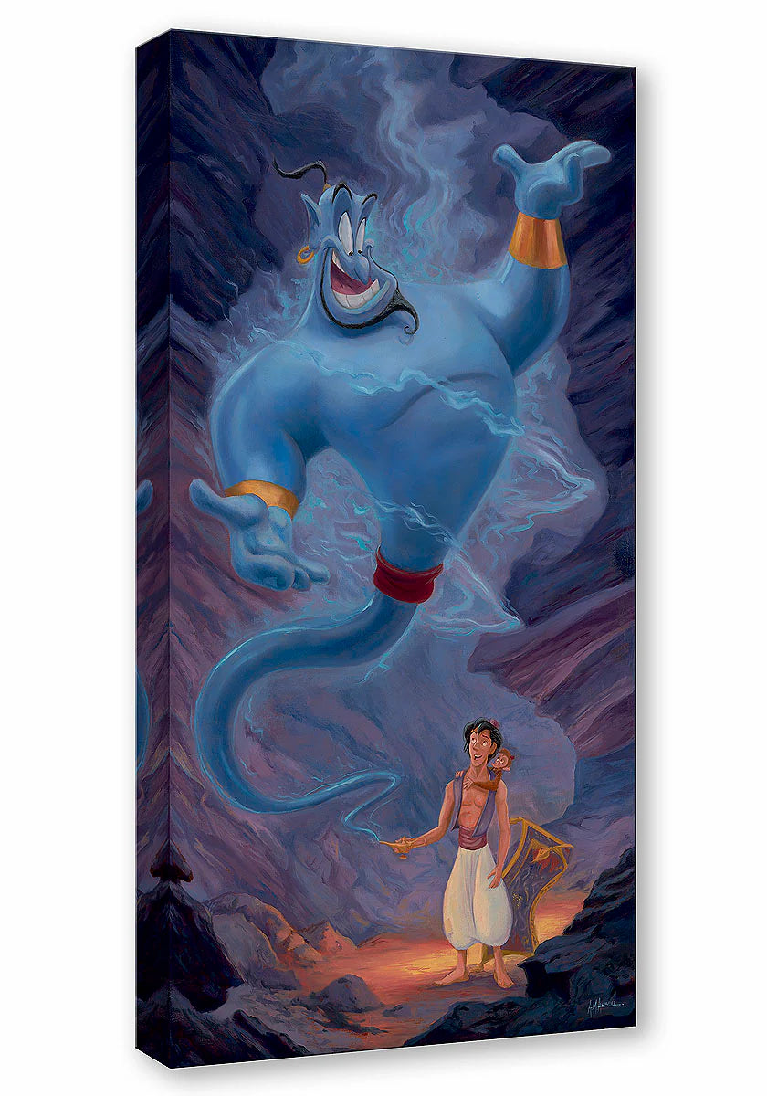 Canvas print of a genie and a person in a desert setting