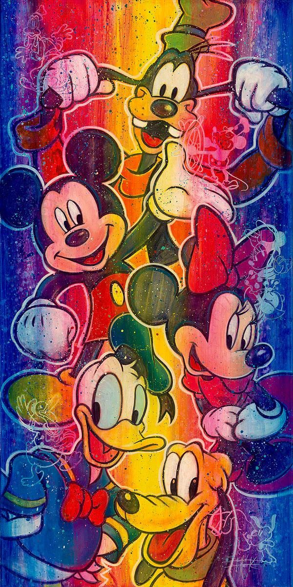 Mickey, Minnie, Goofy, Pluto, and Donald.