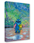 Canvas print of a cartoon character holding a frog in a tropical setting