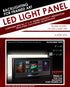 Advertisement for LED light panel for framed art with compatibility details and size options.