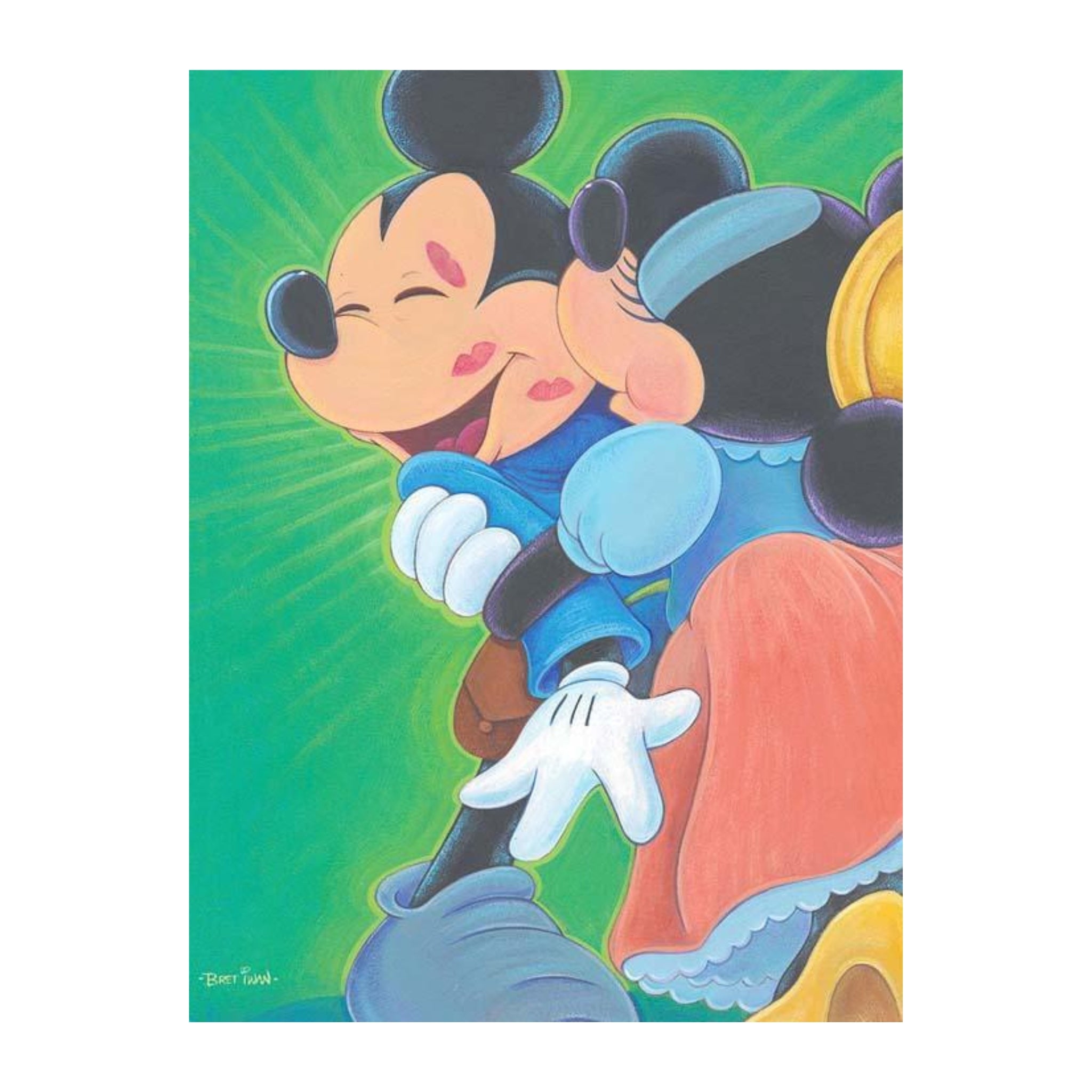 Minnie kissing Mickey for his bravery