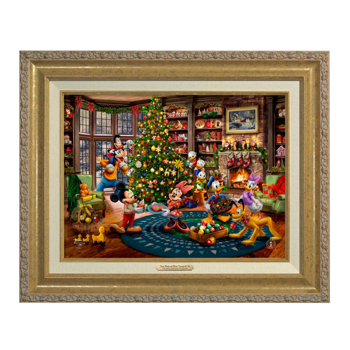Disney Mickey and Minnie Trimming the Tree By Thomas Kinkade Studios ...