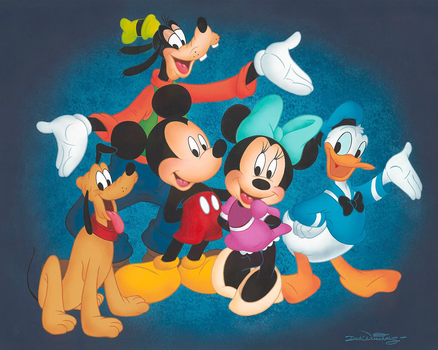 Disney's beloved characters Mickey, Minnie, Goofy, Donald, and Pluto. 