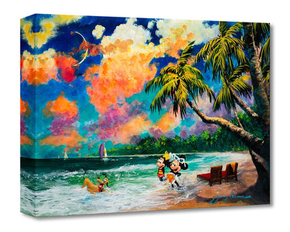 Mickey, Minnie and Pluto at the beach. Gallery Wrapped Canvas