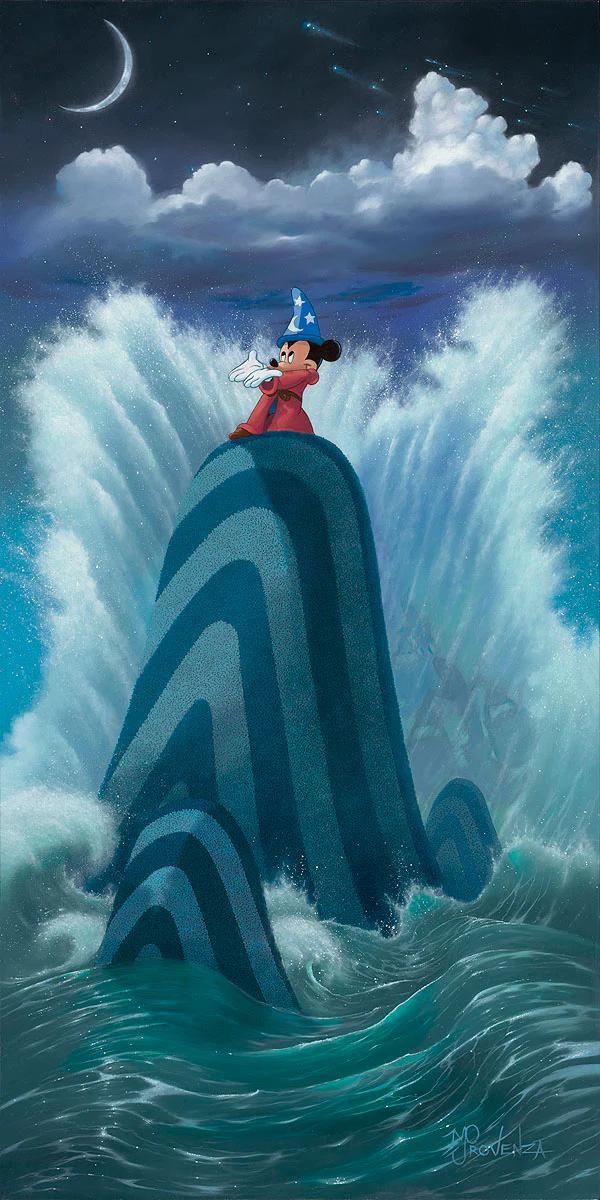 Sorcerer Mickey conjures waves.