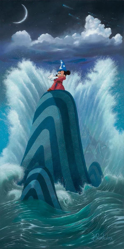 Sorcerer Mickey conjures waves.