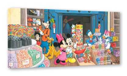 Mickey, Minnie and the gang browse through the local candy store.