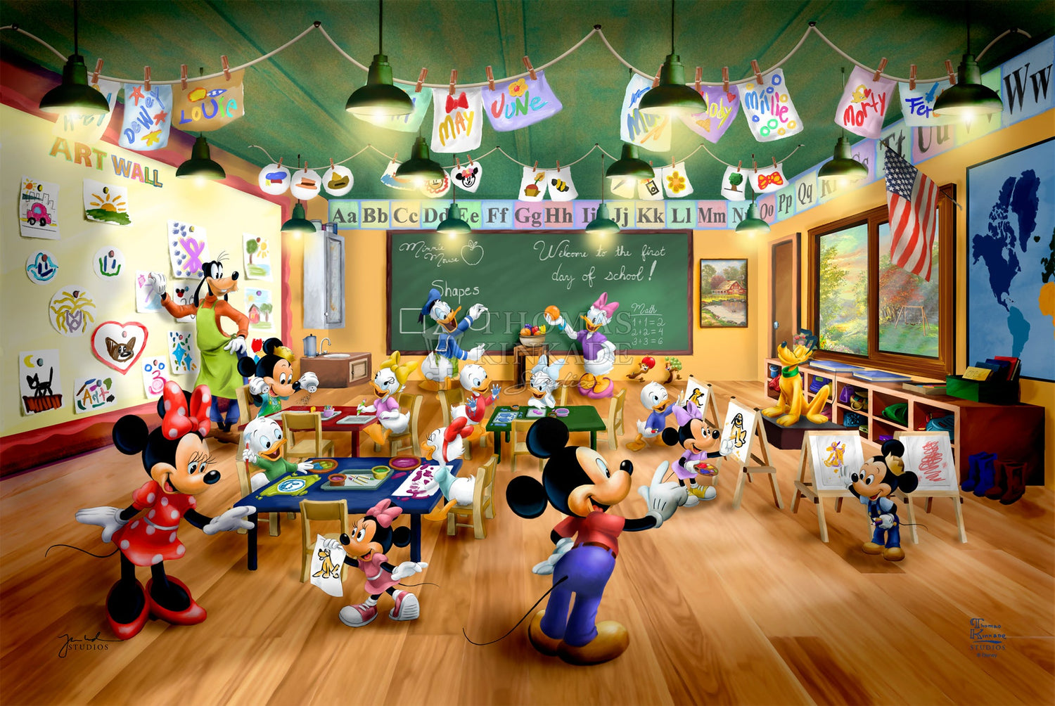 Unframed - Colorful classroom with cartoon characters in a Disney theme
