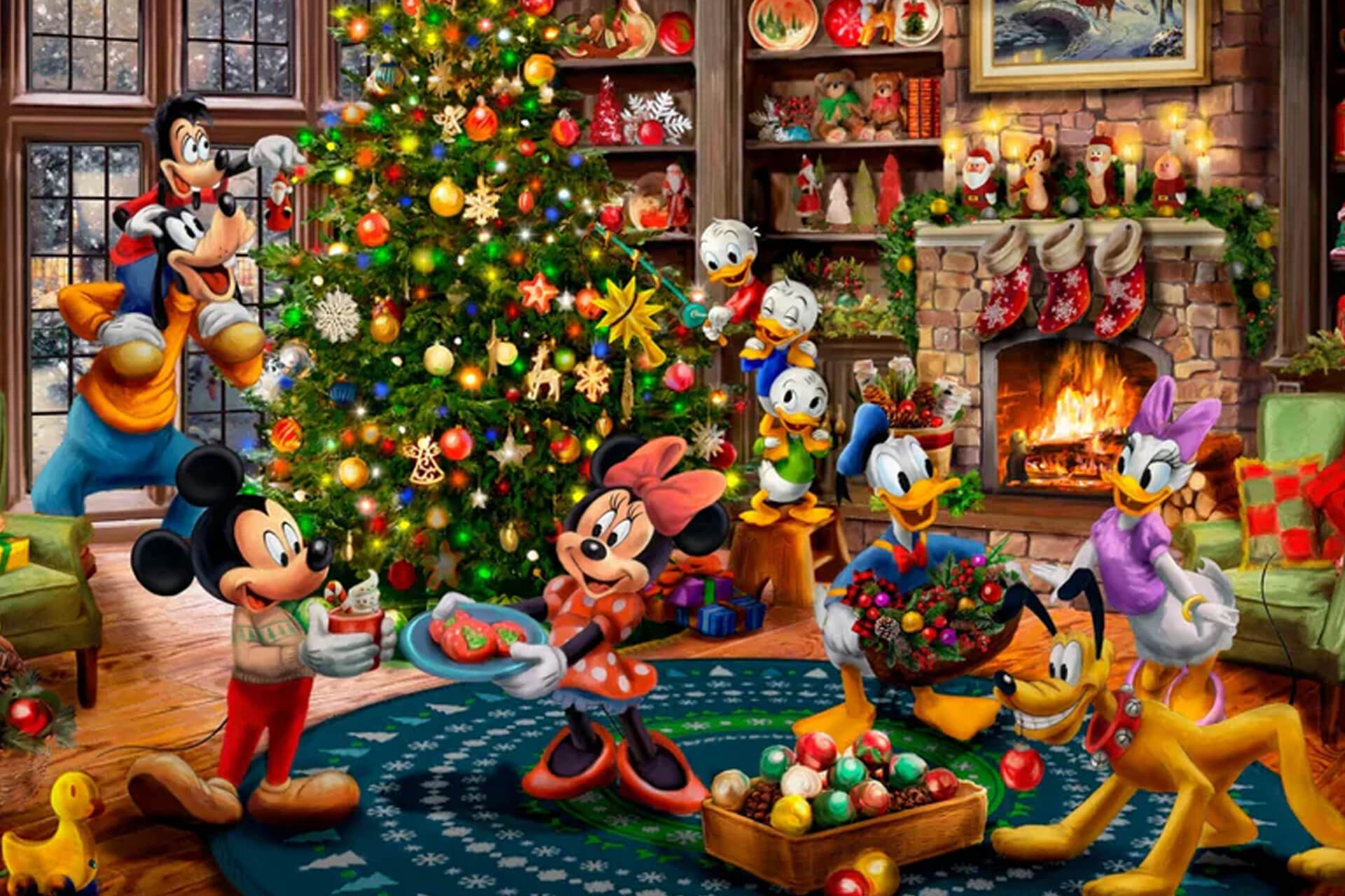 Mickey and Minnie Trimming the Tree by Thomas Kinkade Studios