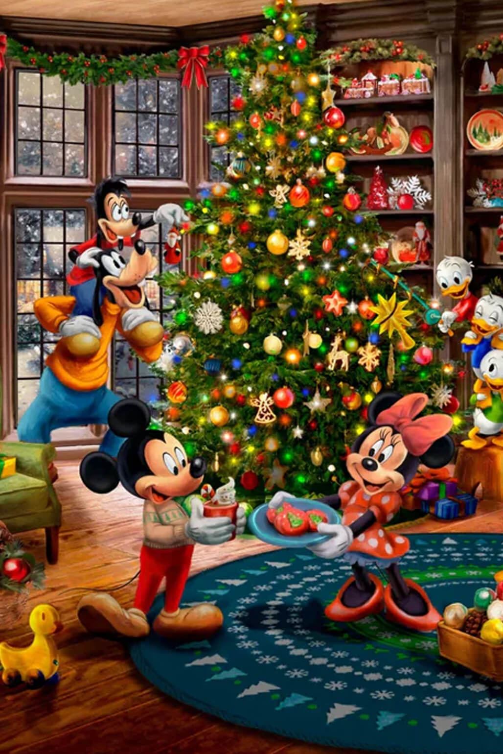 Mickey and Minnie Trimming the Tree by Thomas Kinkade Studios