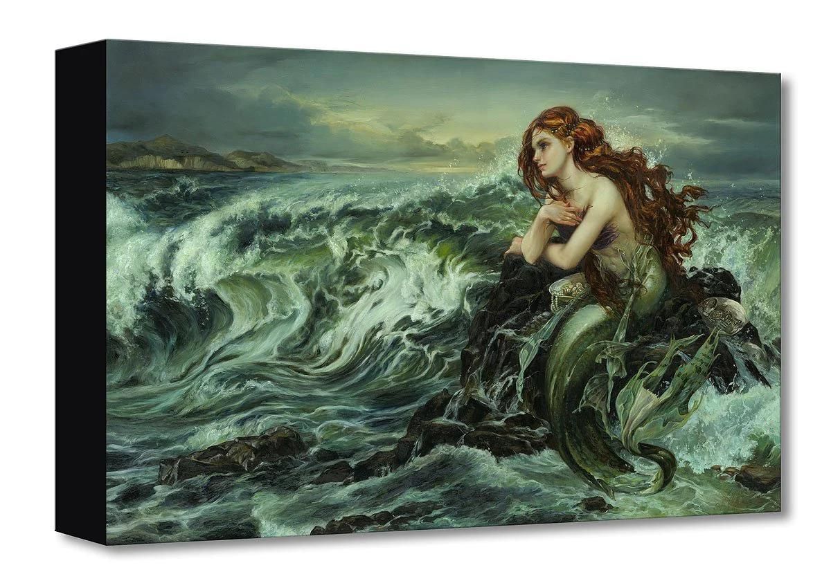 Ariel - in a realistic portrait - of our beloved Little Mermaid, as she waits. Gallery Wrapped Canvas