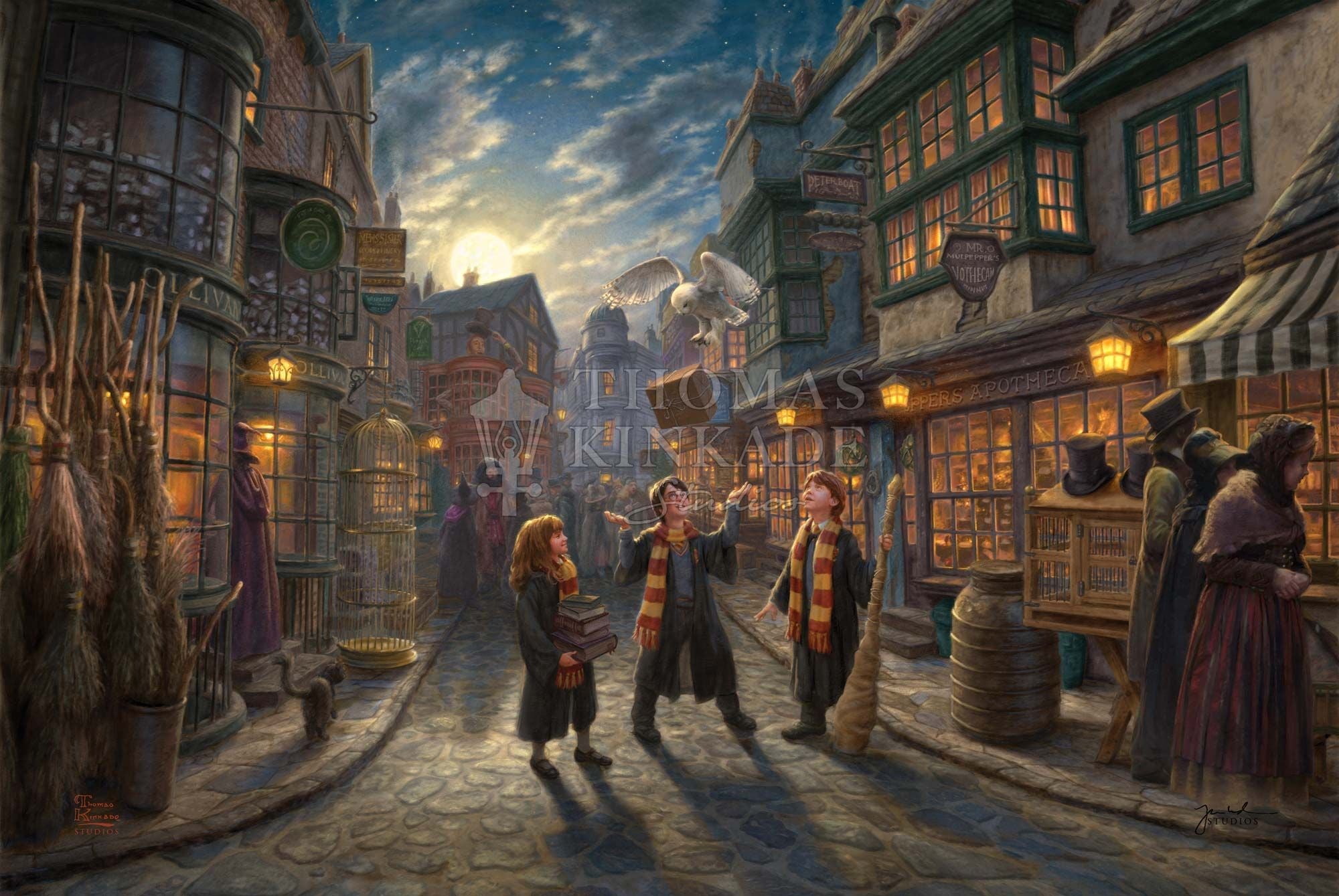 Harry Potter, Ron Weasley, and Hermione Granger all have ventured through the walled courtyard - Unframed