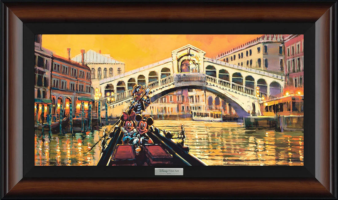 Mickey, Minnie, and Goofy in Venice. Framed