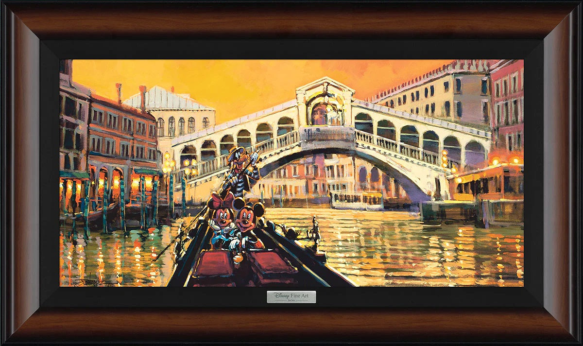 Mickey, Minnie, and Goofy in Venice. Framed