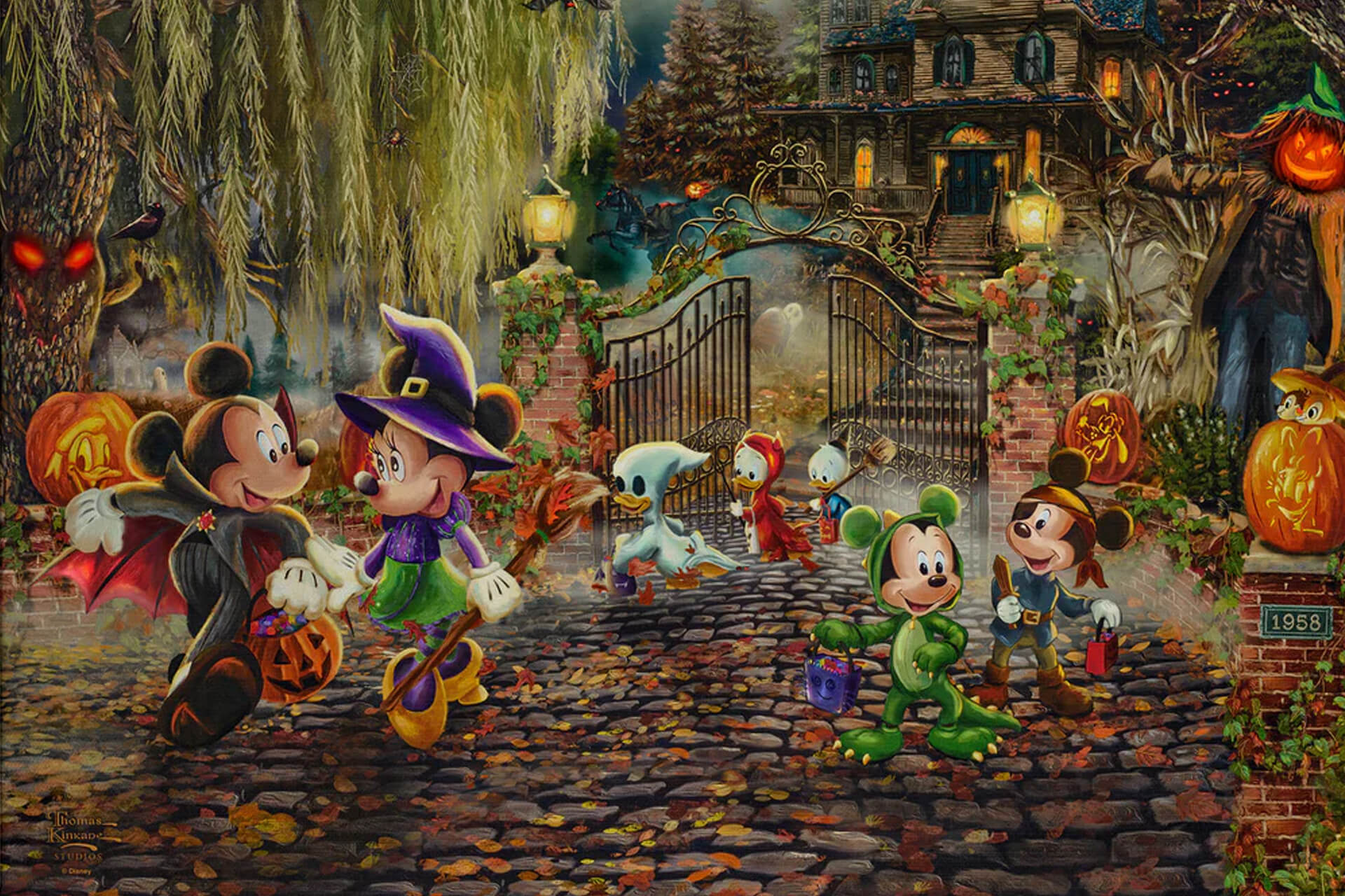 Mickey and Minnie Halloween Fun by Thomas Kinkade Studios Open Edition Artwork