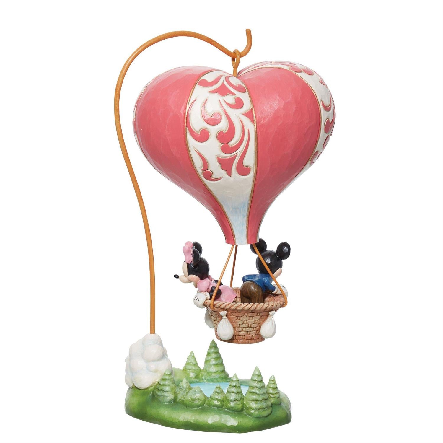 Mickey and Minnie on a heart shape hot air balloon - back view