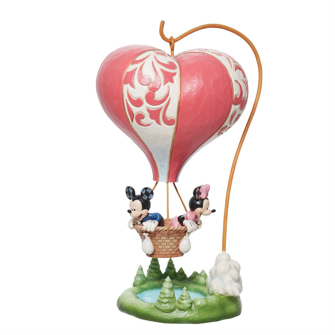 Mickey and Minnie on a heart shape hot air balloon - front view