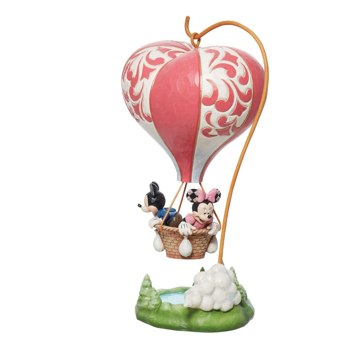 Mickey and Minnie on a heart shape hot air balloon - side view