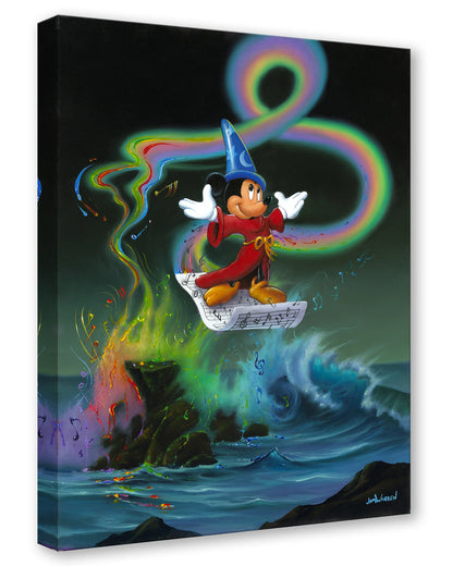 Mickey the Sorcerer on his magic carpet...whipping up a colorful stream of water.