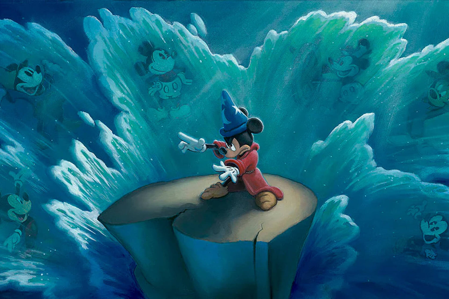 The Art of Disney,  painting featuring Mickey Mouse the Sorcerer inspired by the classic Disney film Fantasia