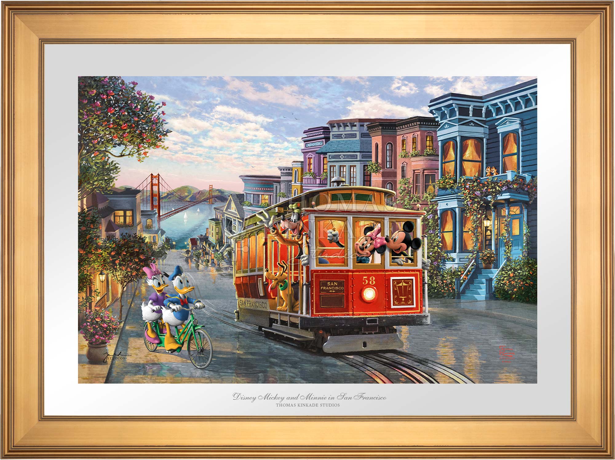 Thomas Kinkade Studios - Disney Mickey and Minnie in San Francisco - Limited Edition Paper 18 x 27 / SN / Unframed