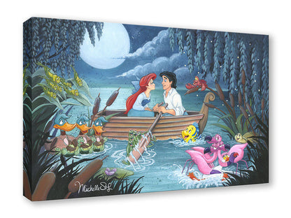 Ariel and Prince Eric are falling in love, under the moonlight, inspired by Disney&