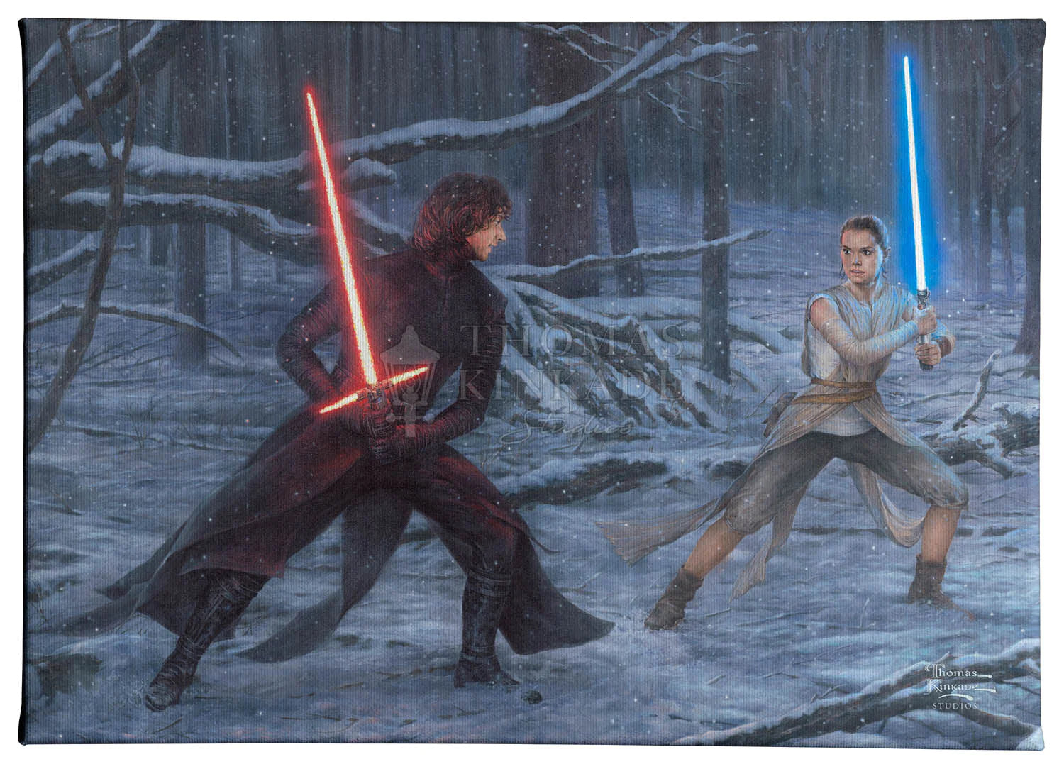 Rey and Kylo Ren's lightsaber duel