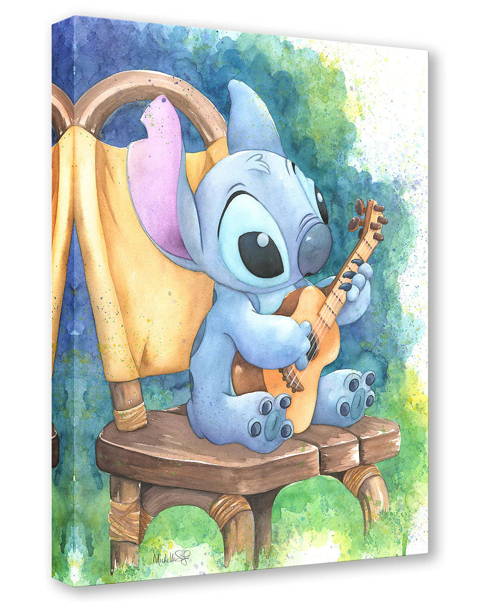 Stitch playing his Ukulele.