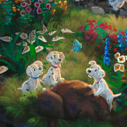 Puppys watching a butterfly - closeup