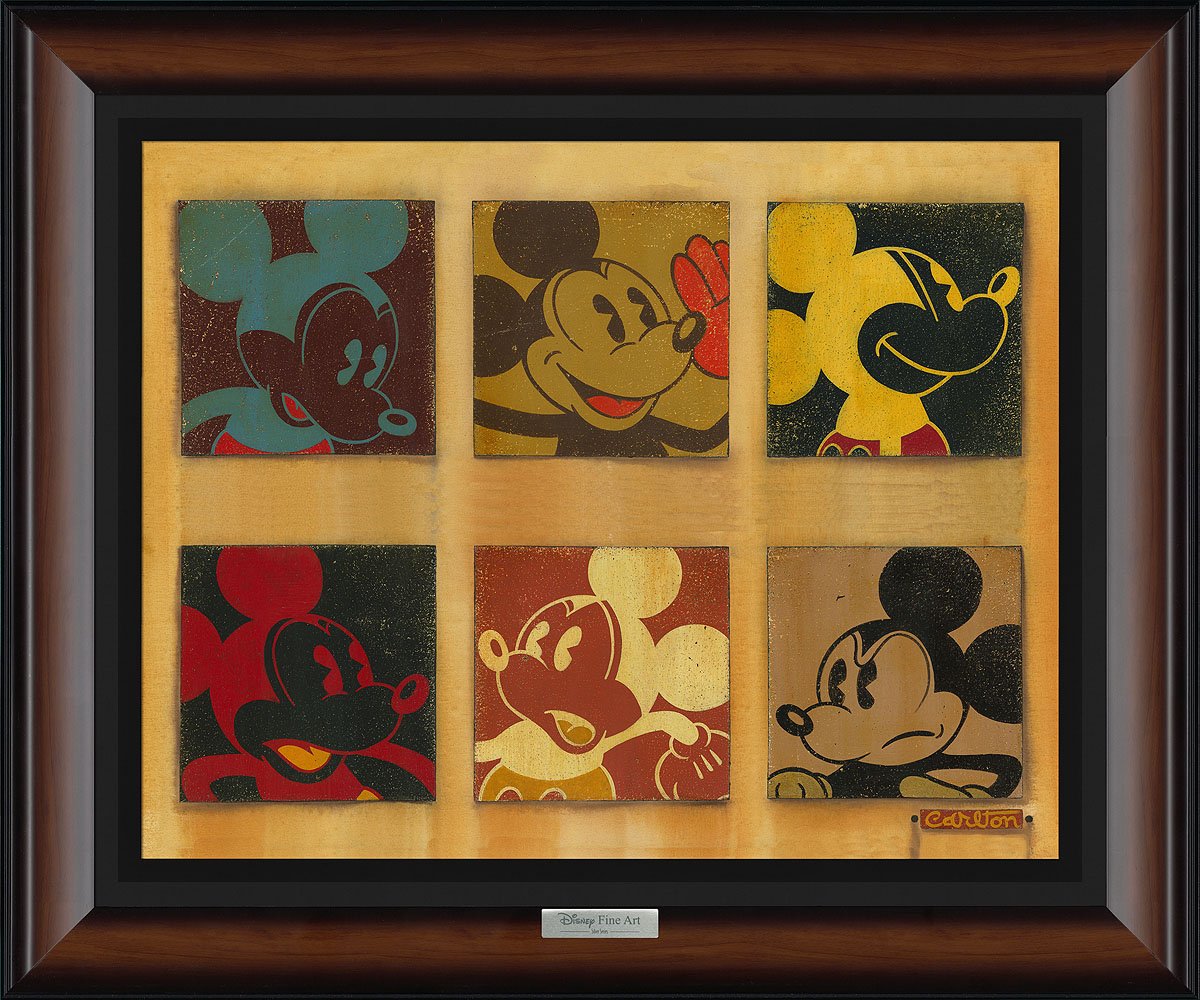 A collage of 6 different faces of Mickey. New Frame