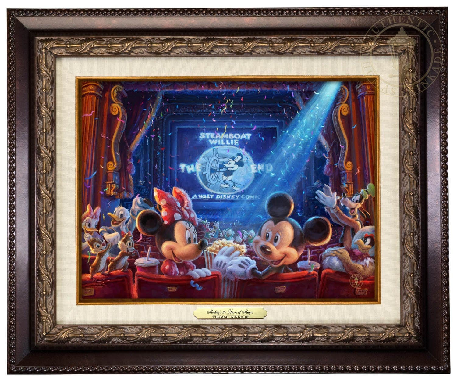 Minnie Mouse, Mickey Mouse, Steamboat Willie, has invited some of their most treasured friends to celebrate the film’s 90th anniversary - Aged Bronze Frame