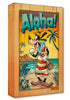 A Goofy Aloha By Trevor Carlton  Goofy at his best, wearing a red and white stripe vintage swimsuit.