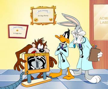 Bugs Bunny, Daffy Duck and Taz -in the X-ray room