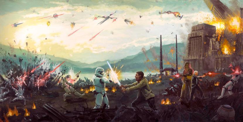  Chewbacca, Han Solo, and the Storm Troopers in battle on Takodana.