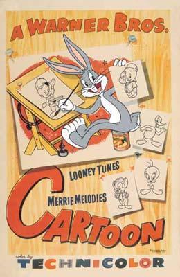 Bugs Bunny sitting at his drawing director table.