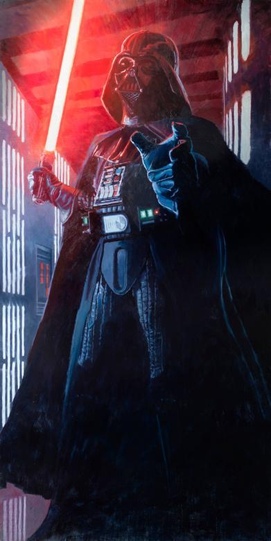 Darth Vader with a lightsaber in hand