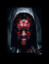 Darth Maul in a hooded cape.