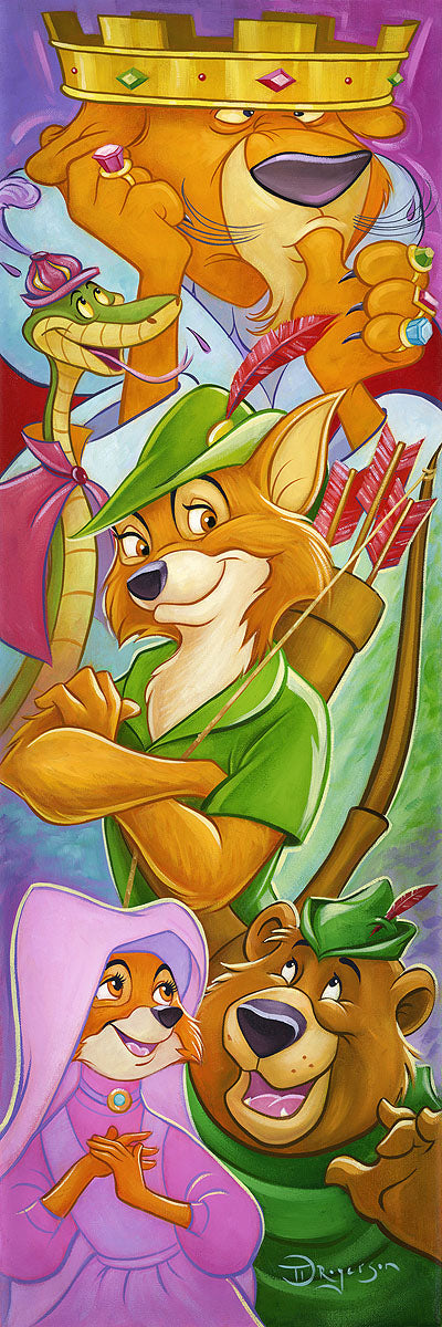 The sly fox - Robinhood with his merry band of friends and tyrannical Prince John.