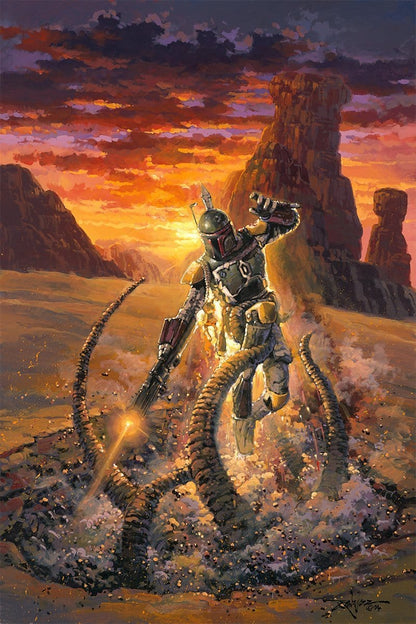 Boba Fett battles with the strange beast called Sarlacc.