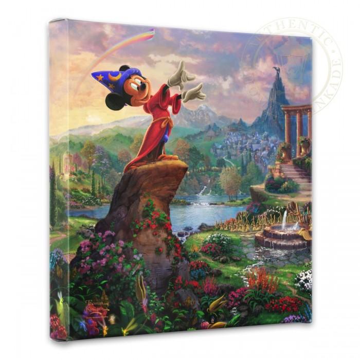 Mickey stands in the center in this colorful natural landscape, with Mickey the Sorcerer  in total control.  14x14