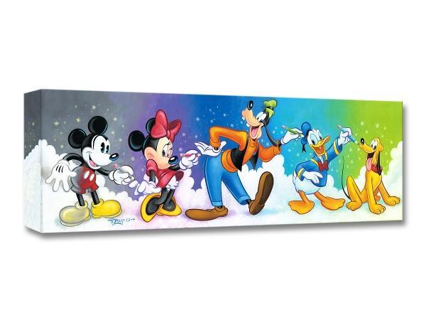 Friends By Design, by Tim Rogerson | Disney Treasures Collection - Mickey, Minnie, Goofy, Donald Duck, and Pluto drawing each other...Gallery Wrap on Canvas.