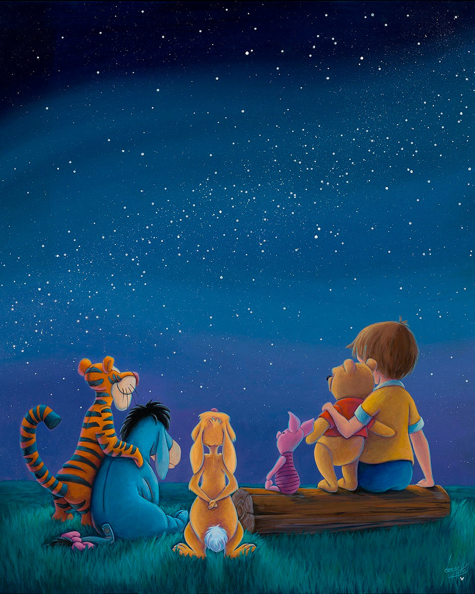 Pooh and his friends glaze upon the night's shining stars.