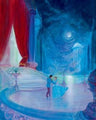 Cinderella dancing with Prince Charming at the grand ballroom.