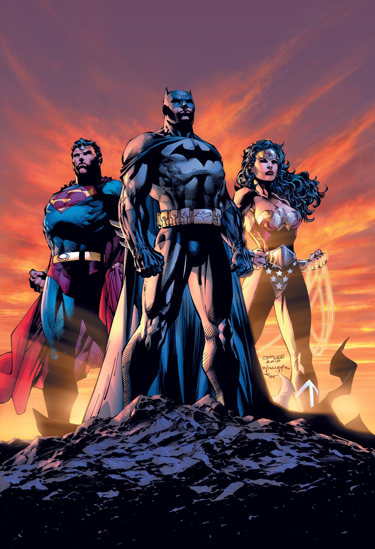 art illustration of Batman, Superman and Wonder Woma