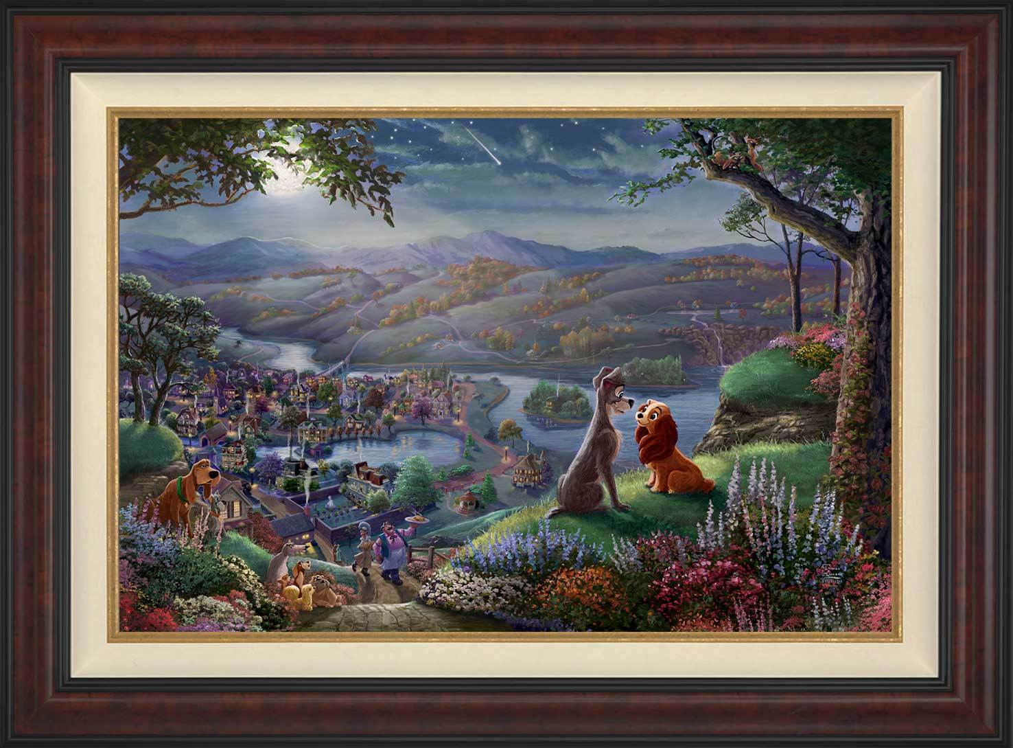  Lady and the Tramp sit gazing into each other’s eyes and falling-in-love, they are seemingly unaware of the world around them - in Burl Frame